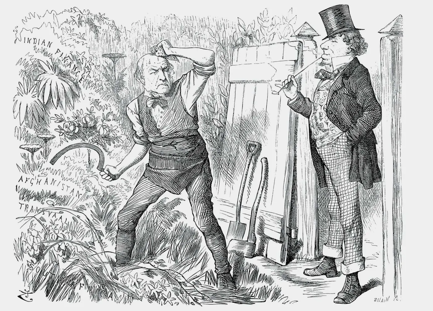 Karykatura z ok. 1880 r. ukazująca Williama Gladstone’a (z lewej) i Benjamina Disraeliego, którą opublikowała prasa w Wielkiej Brytanii.