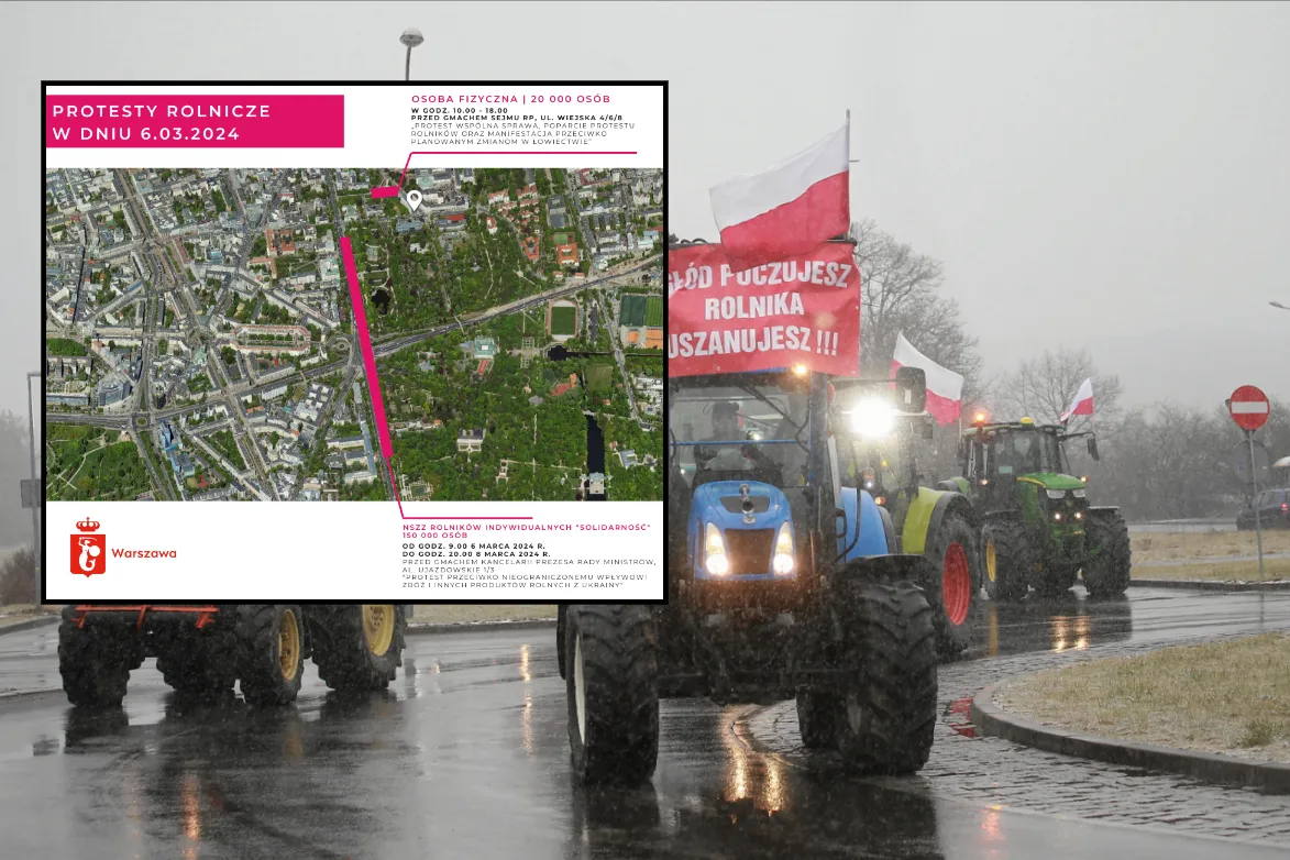 Paraliż Warszawy. Dzisiaj kolejny protest rolników [UTRUDNIENIA]