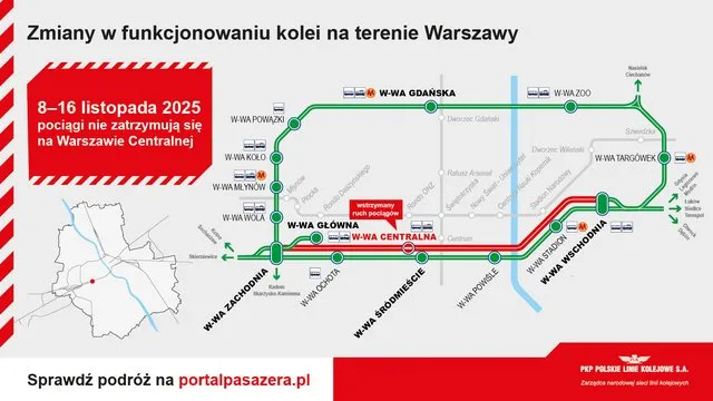 pkp, zamknięty Dworzec Centralny od 8 do 16 listopada