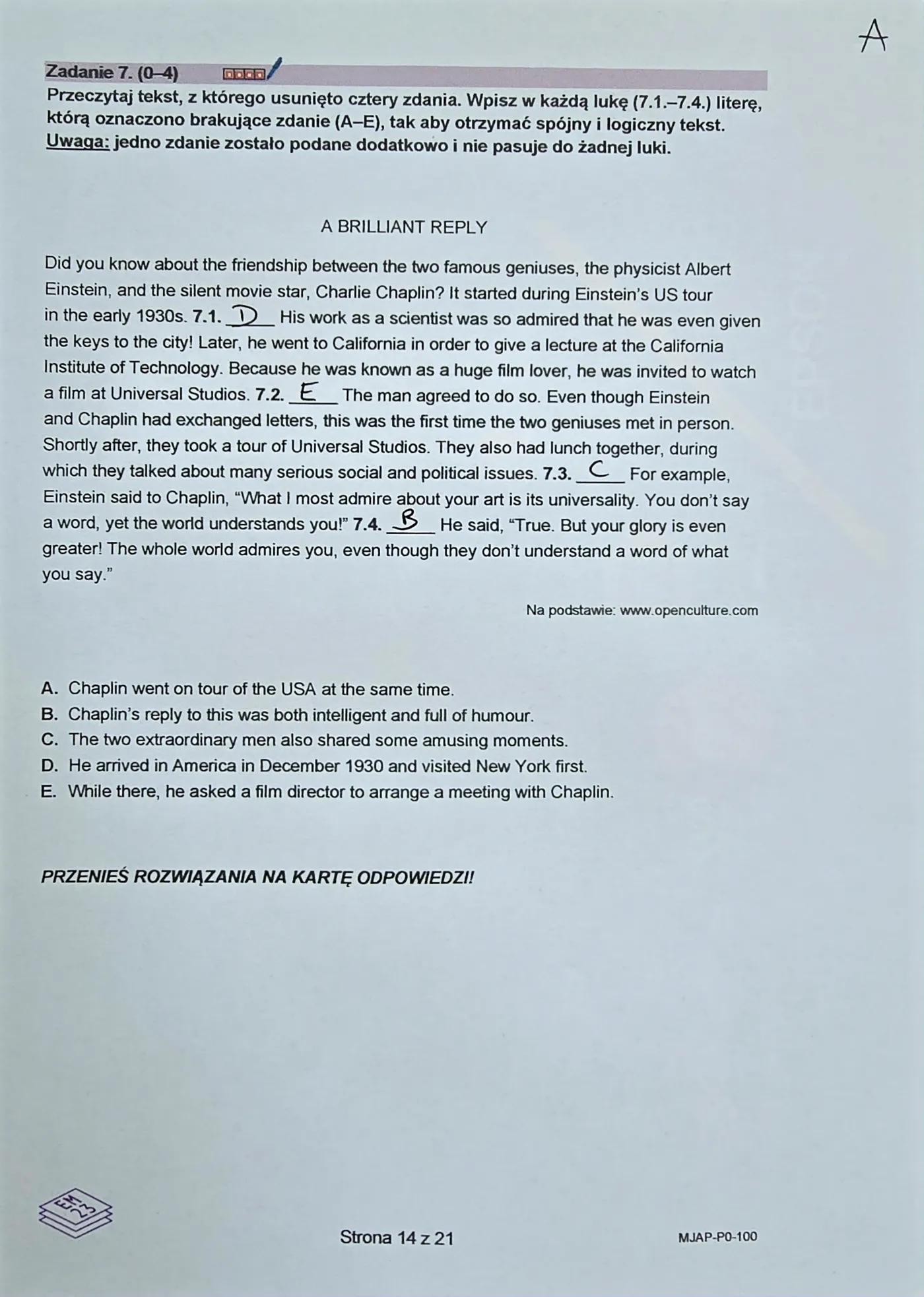 Matura 2024. Język angielski - poziom podstawowy [ARKUSZE CKE i ODPOWIEDZI]