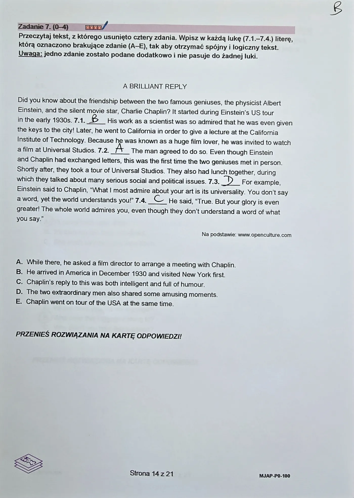 Matura 2024. Język angielski - poziom podstawowy [ARKUSZE CKE i ODPOWIEDZI]