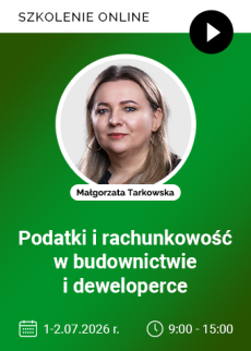 Szkolenie: Podatki i rachunkowość w budownictwie i deweloperce