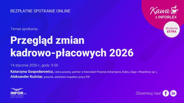 Kawa z INFORLEX. Przegląd zmian kadrowo - płacowych 2026