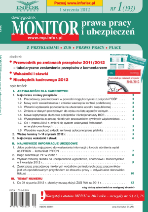 Monitor Prawa Pracy i Ubezpieczeń